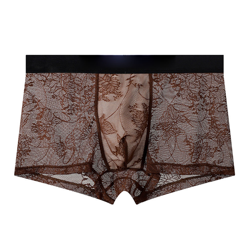 Boxer Shorts Modal - Sexy Herren-Boxershorts Netz-Männerunterwäsche Transparente Mesh-Spitzenunterhose Elastische