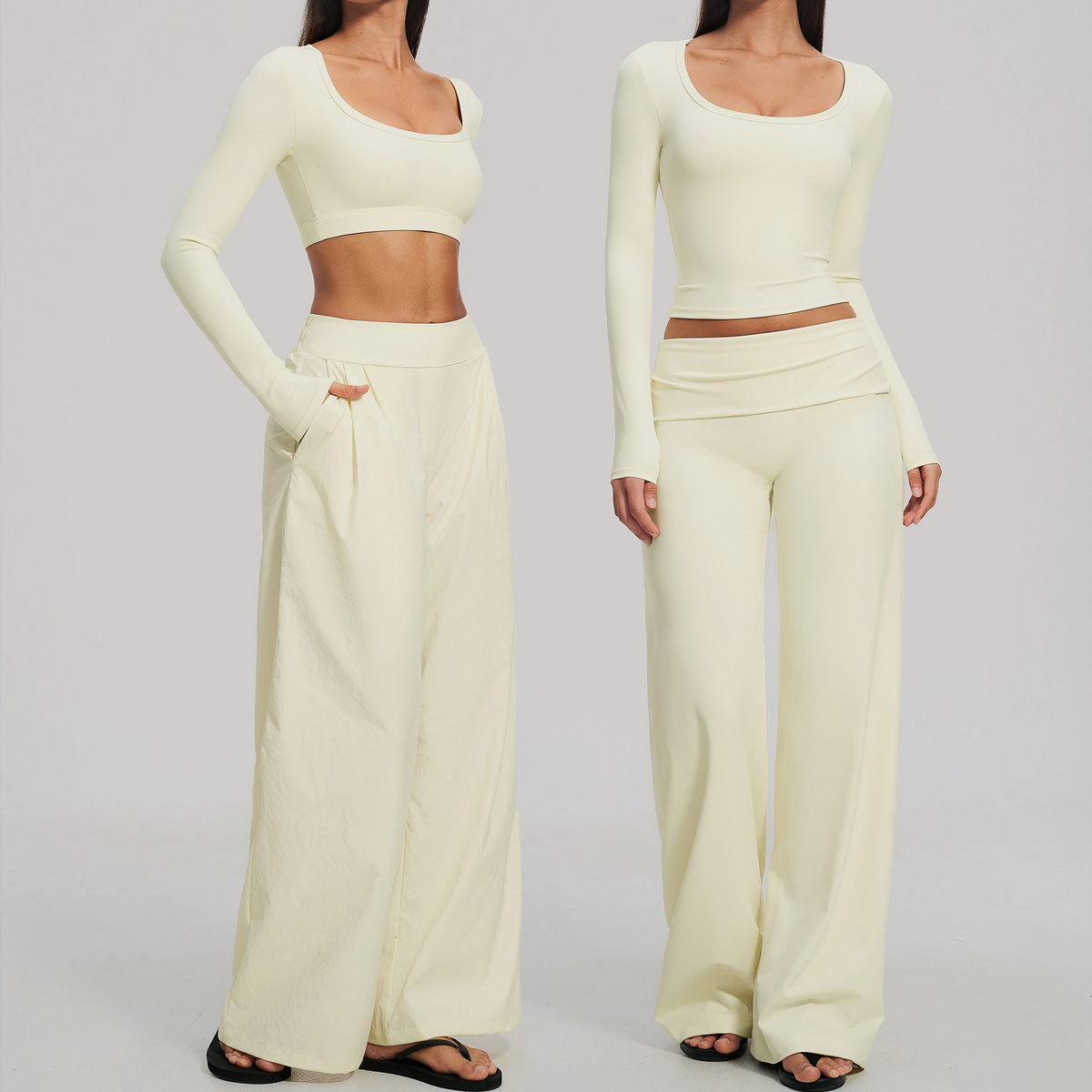 Compression Long Pant - Sportset 2-teilig Damen Langarm Rückenfreies Figurbetontes