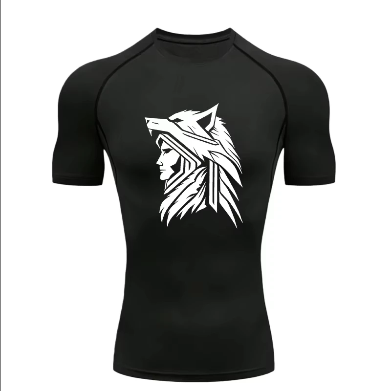 Compression Shorts Athletes - Wolf Knight Design 2026 Herren-Sport-T-Shirt, Trainings-/Fitness-Kompressionssportbekleidung,