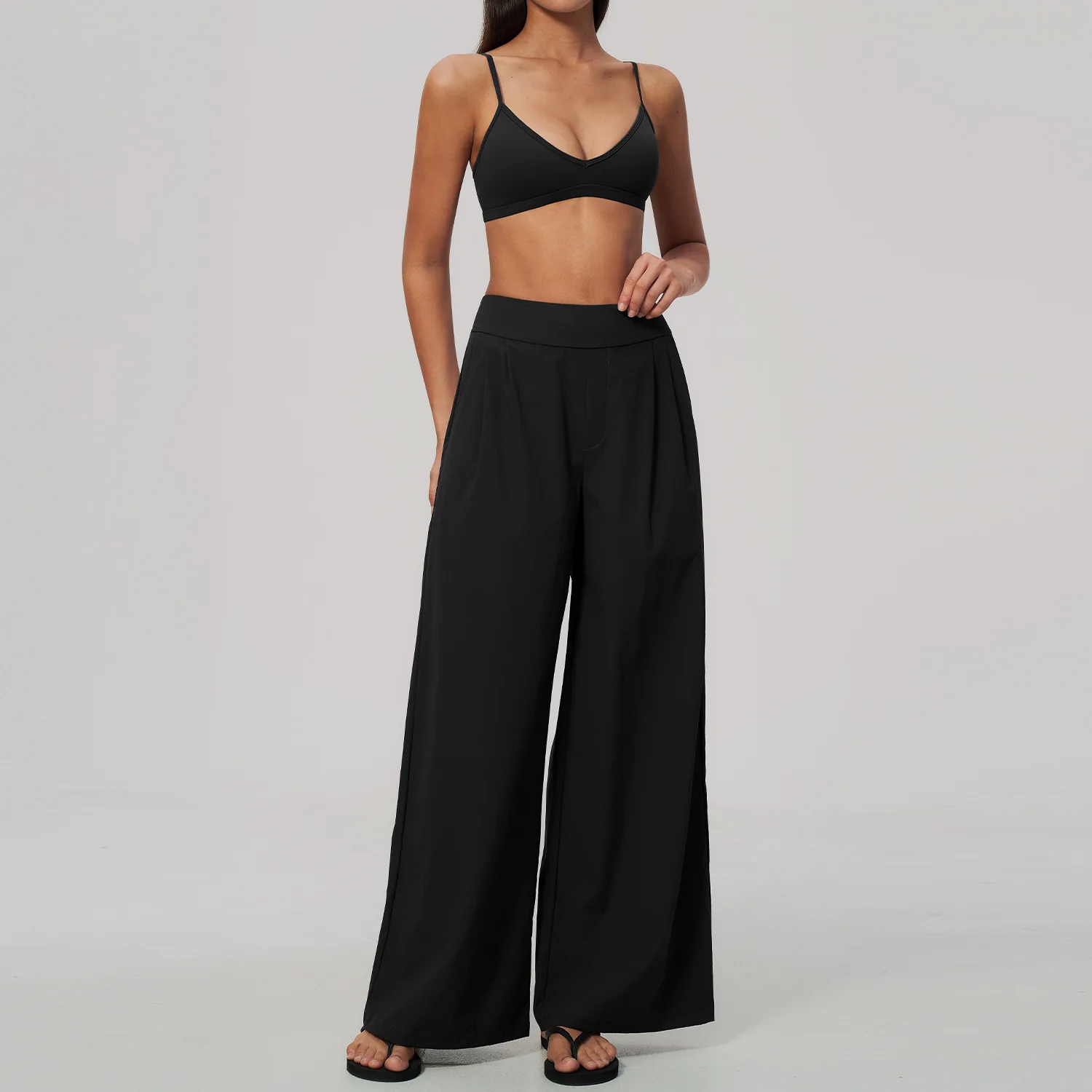 Compression Long Pant - Rückenfreier BH, zweiteiliges Sportset für Damen,
